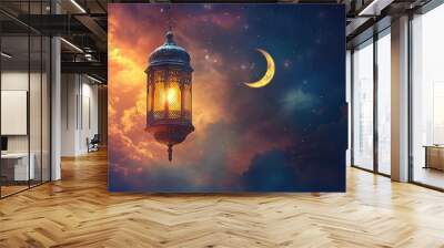 Ramadan Lantern and Crescent Moon Wall mural