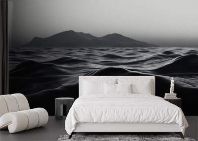 Silhouette of Mountains Over the Sea Wall mural