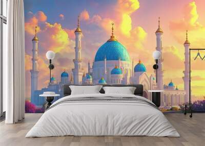 Stunning Sunset View of a Grand Mosque Wall mural