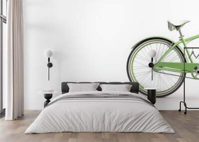 A simple illustration of a green bicycle on a white background, emphasizing design and color. Wall mural