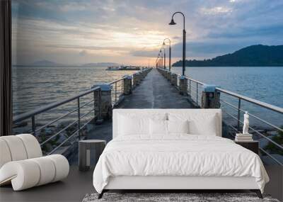 Jetty view with morning sun Wall mural