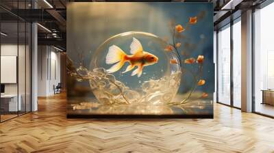 An image of a goldfish in an aquarium. Wall mural