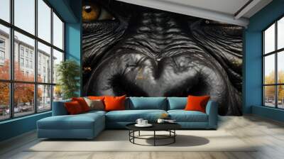 An image of a gorilla with emphasis on its expressive eyes. Wall mural