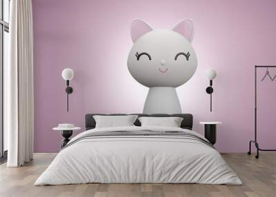 cute pet with smiling face on background 3d render.. Wall mural