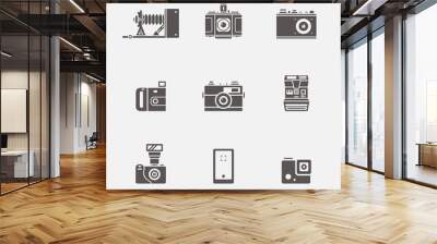 Isolated camera icons in grey shape vector set Wall mural