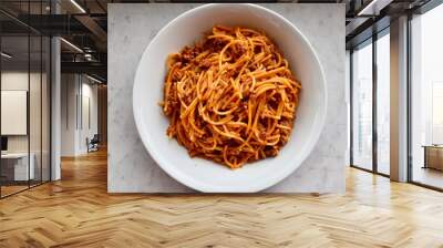 Delicious spaghetti in a bowl Wall mural