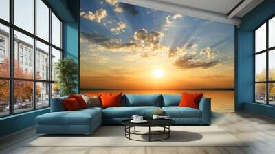 sunset at coast of the sea Wall mural