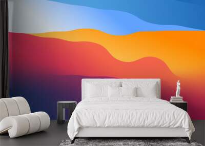 wallpaper from wavy shapes filled colorful gradient Wall mural