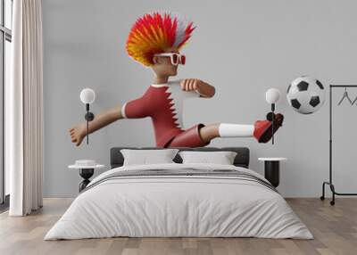 3d illustration of soccer player playing football world championship Wall mural