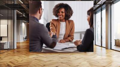 Business people shaking hands after meeting Wall mural