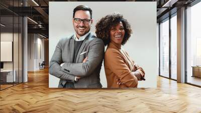 Portrait of multi ethnic business couple Wall mural