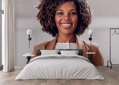 Portrait of young cheerful african american woman Wall mural