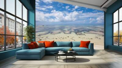 Beach view on an island of La Digue in Seychelles. Wall mural