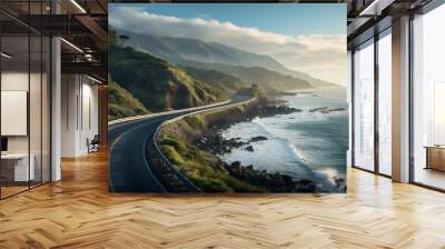 Beautiful coastal highway next to the ocean Wall mural