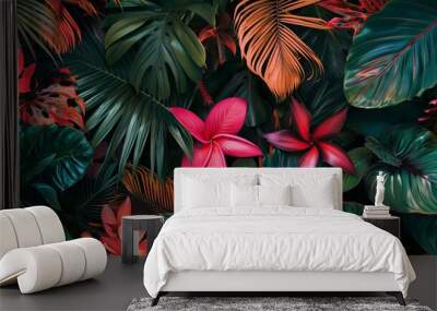 Bold and vibrant tropical design with exotic plants Wall mural