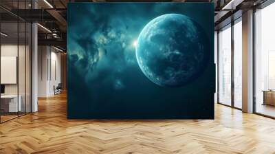 Celestial 3D glow emanating from a distant planet or moon Wall mural