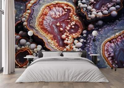 Close up of a crystal geode's intricate patterns and colors Wall mural