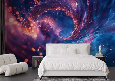 Dynamic 3D effect with swirling vortexes and bursts of light Wall mural