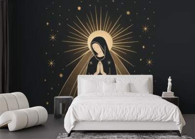 Minimalistic interpretation of the Magnificat for Marian-themed designs Wall mural