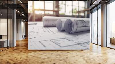 Precision and creativity in drawing professional construction blueprints and floor plans expert craftsmanship combines technical accuracy and artistic vision to bring architectural dreams to life Wall mural