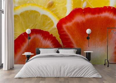 Sliced Lemons and Strawberries Wall mural