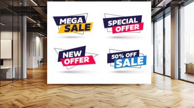 Abstract geometric sale banners. Set of trendy shapes for commercial design. Vector illustration Wall mural