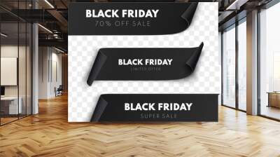 Black Friday sale ribbon banners collection isolated. Vector price tags. Wall mural