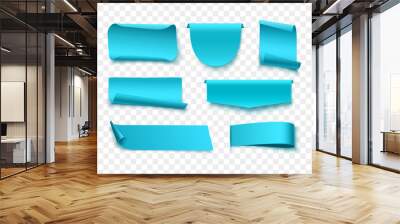 Blank ribbon tags. Vector realistic labels Wall mural