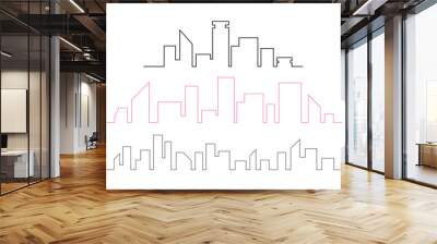 City Skyline continuous line drawing vector illustration. l Wall mural