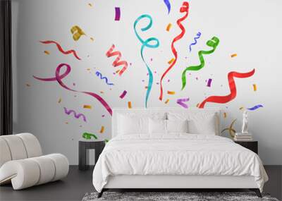 Confetti isolated on transparent background. Festive vector illustration Wall mural