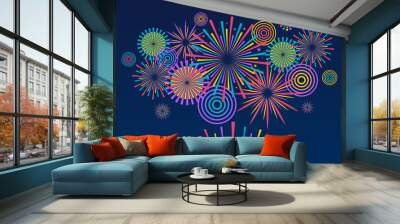 Fireworks background. Vector Wall mural