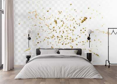 Gold Confetti Isolated On White Background. Celebrate Vector Illustration Wall mural