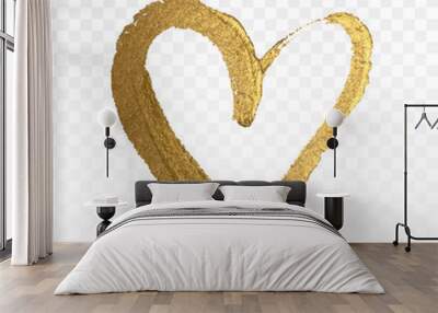 Gold glitter heart isolated on white.  Wall mural