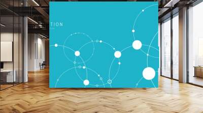 Network background. Connections with points, lines, and people icons. Vector technology background Wall mural