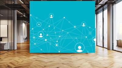 Network background. Connections with points, lines, and people icons. Vector technology background Wall mural