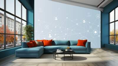 Network background. Connections with points, lines, and people icons. Vector technology background Wall mural