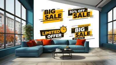 Sale banners set. Vector offer signs isolated on white background. Wall mural