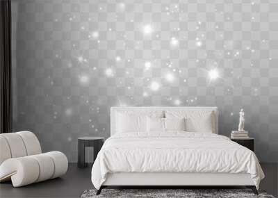 Vector glowing stars. Glitter effect isolated on transparent background. Magic Christmas lights. Vector illustration Wall mural