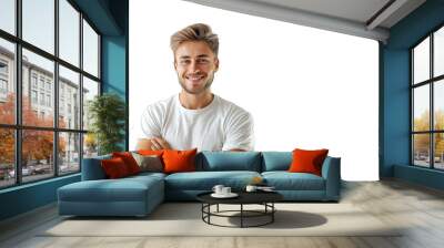 Portrait of happy smiling man. PNG file of isolated cutout object on transparent background. Wall mural