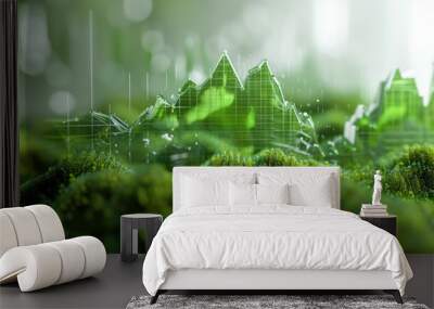 The background is made of live green moss. Eco-friendly wall decoration with plants. High quality photo Wall mural