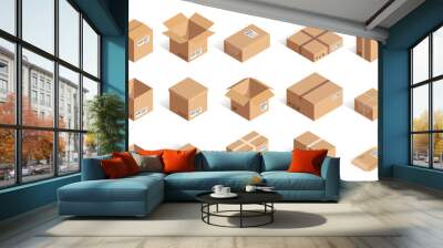 Big isometric delivery carton box set Wall mural