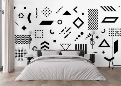 big set of abstract vector geometric shapes and trendy design elements for illustrations on white ba Wall mural