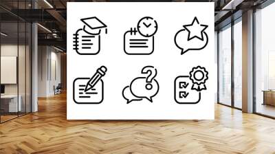 Online school, education line icons set. Black online study simple elements isolated on white background. Editable stroke. E-learning vector illustration for web, design, app, advert, social media Wall mural