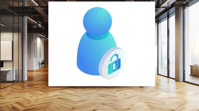 User account open web profile protection isometric icon. 3D Personal private user sign. Vector unblocked internet account symbol, protected data online service technology sign Wall mural