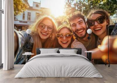 Friends Enjoying a Sunny Day Together Outside Wall mural