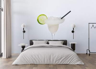 white cocktail with lime and ice crumbs Wall mural