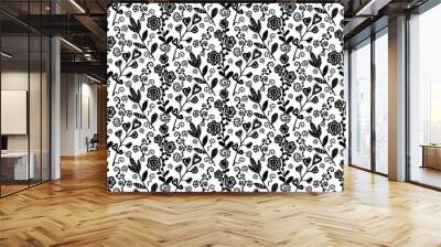 zen tangle seamless pattern with flowers Wall mural