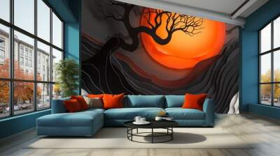 Resurrection Muted Sunset Paper Cutout Empowering inspiration Kinetic lines , Wall mural