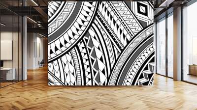 8K Maori Polynesian pattern design illustrations on a white background. Wall mural