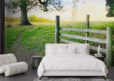 Fence in te field Wall mural